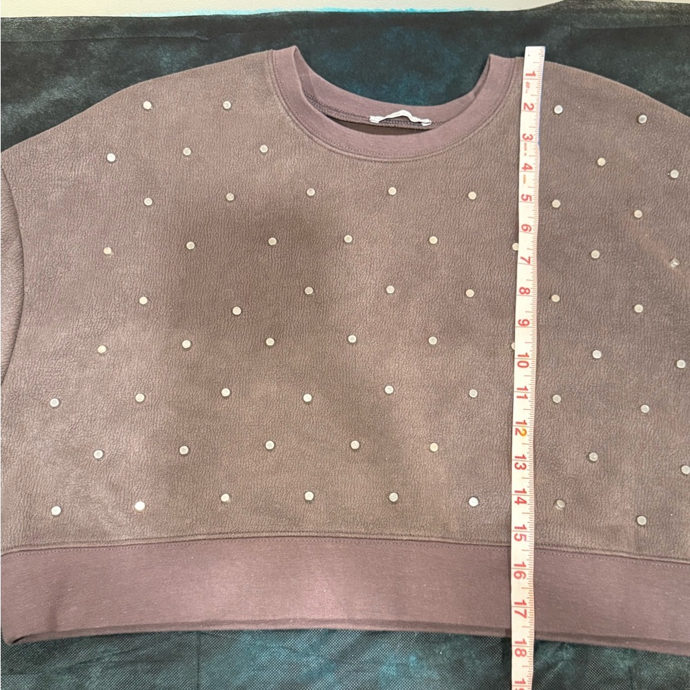 🔥Zara Women’s Studded Brown Cropped Sweatshirt Size S NWOT🔥 - Picture 4 of 5